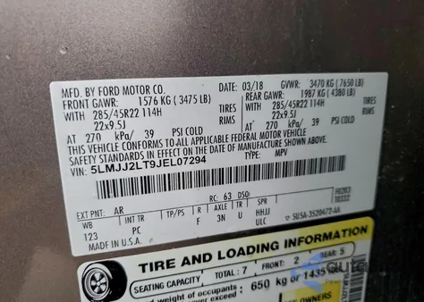 2018 Lincoln Navigator Reserve from USA, damaged, VIN 5LMJJ2LT9JEL07294